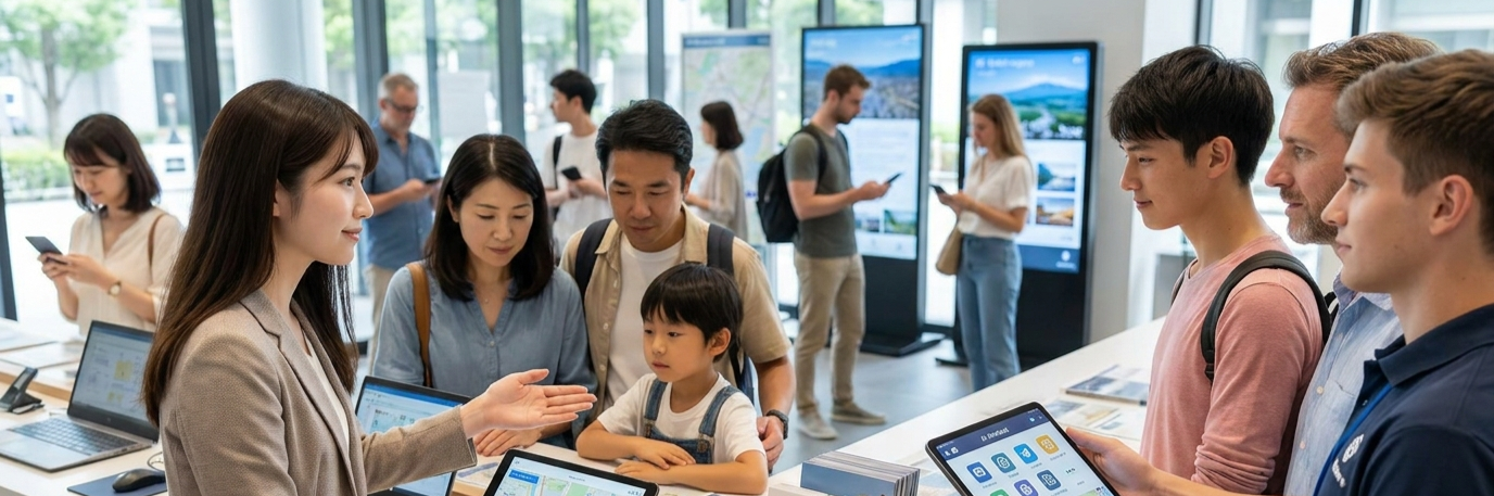 多言語対応とオーバーツーリズムの悩みをAIで解決し、案内利用数が大幅増 のプロジェクト概要図解