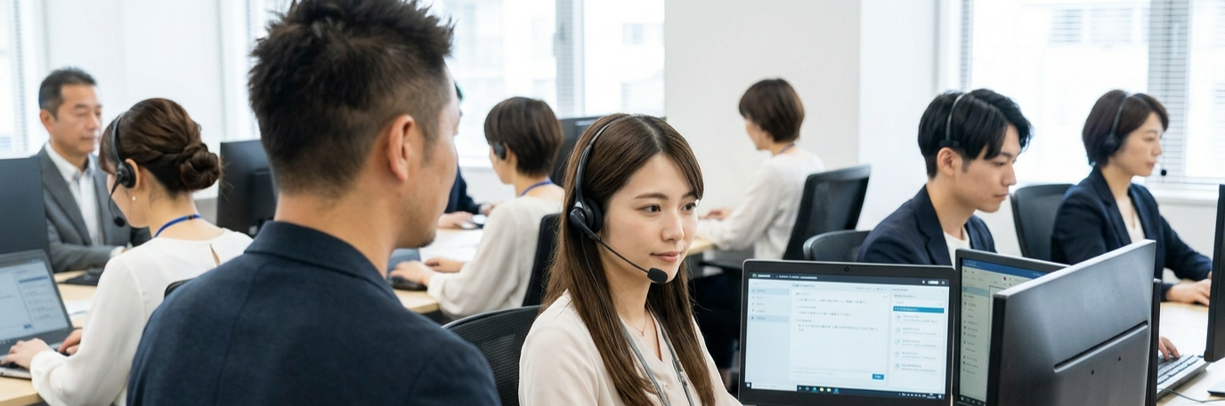 コールセンターの属人化をAI音声認識で解決し、年間1万1000時間を削減 のプロジェクト概要図解