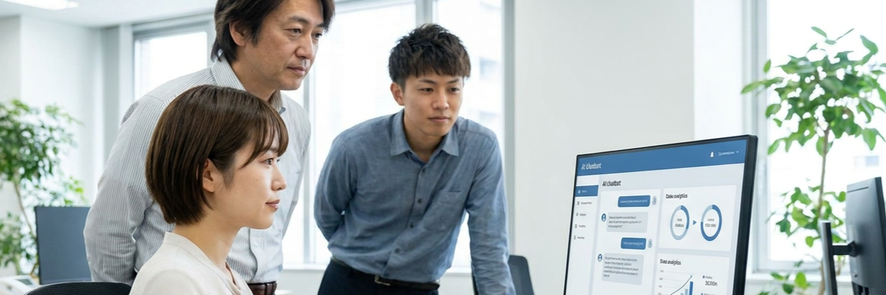 社内問い合わせの負担をAIで解決し、年間8,000時間の工数削減へ のプロジェクト概要図解