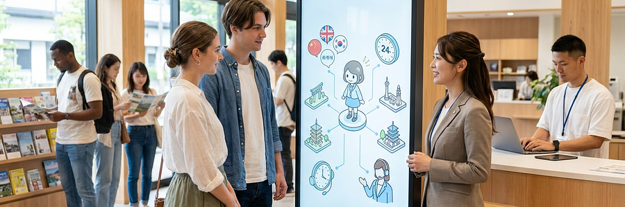 観光案内の多言語対応と人手不足をAIアバターで解決し、24時間接客を実現