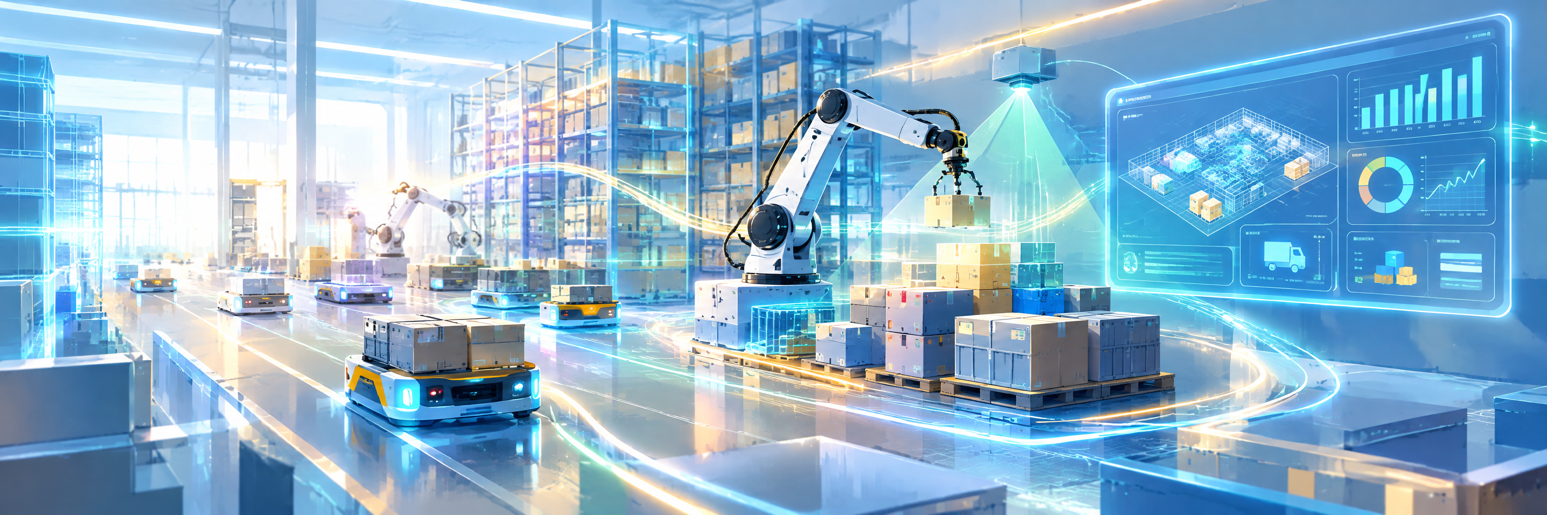 電力資機材の物流倉庫でAIロボットが箱を仕分け、ピッキング人員を4人から1人へ のプロジェクト概要図解