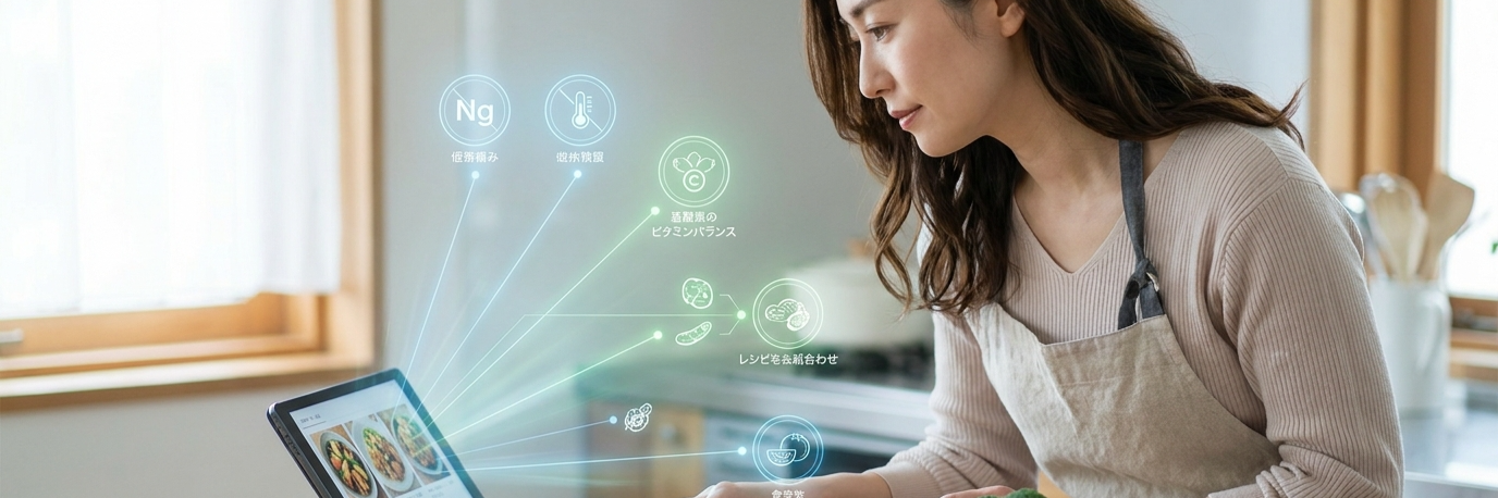 味の素が1万件超のレシピから開発、好みの献立を自動で作るAIサービスの裏側 のプロジェクト概要図解