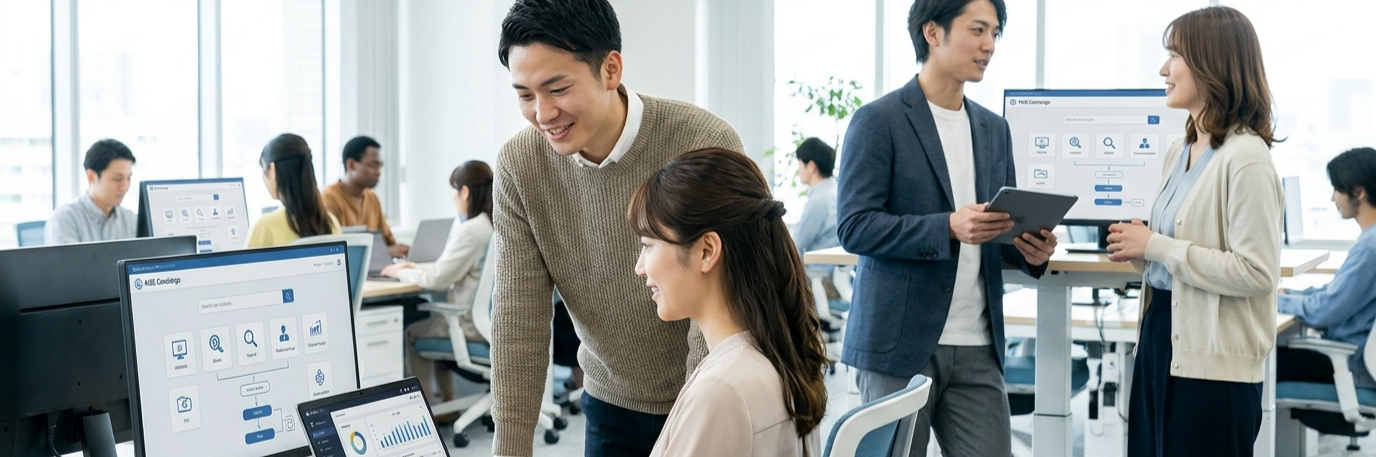 分散した社内情報をAIで一元化し、問い合わせ対応工数を最大70%削減 のプロジェクト概要図解