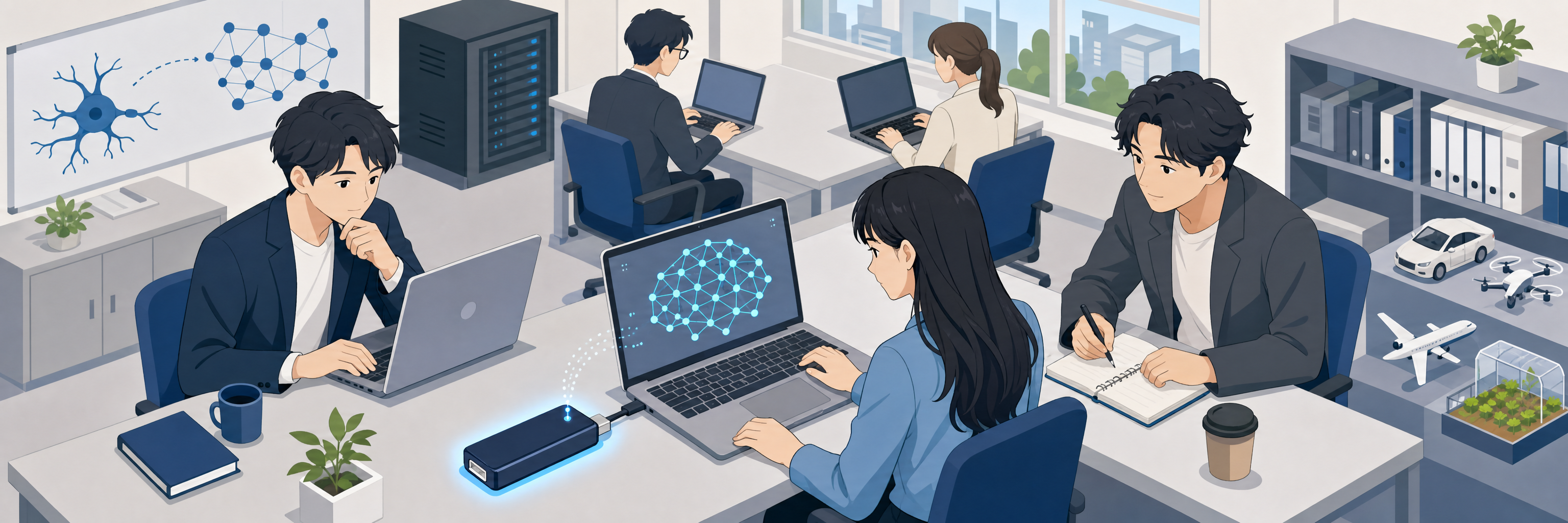 USB端末で動く軽量AI、CTCが進める日本語モデルの共同開発と社内検証 のプロジェクト概要図解