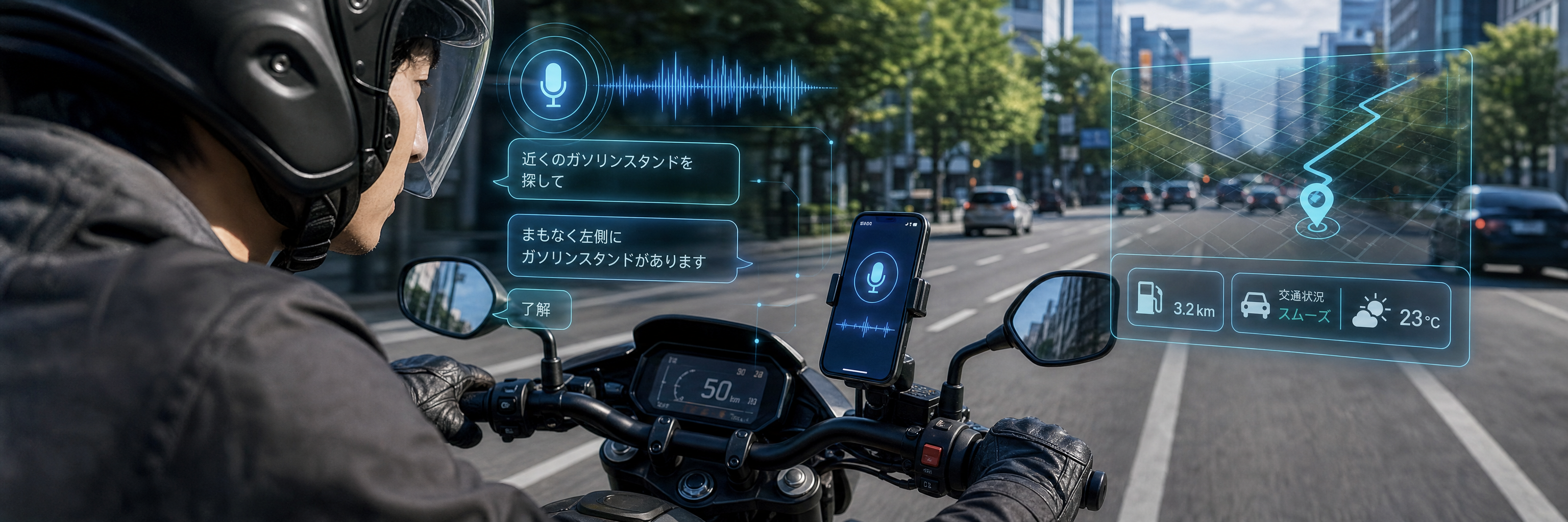 パイオニア、二輪車の音声操作AIを端末内の軽量モデルで実装検証 のプロジェクト概要図解