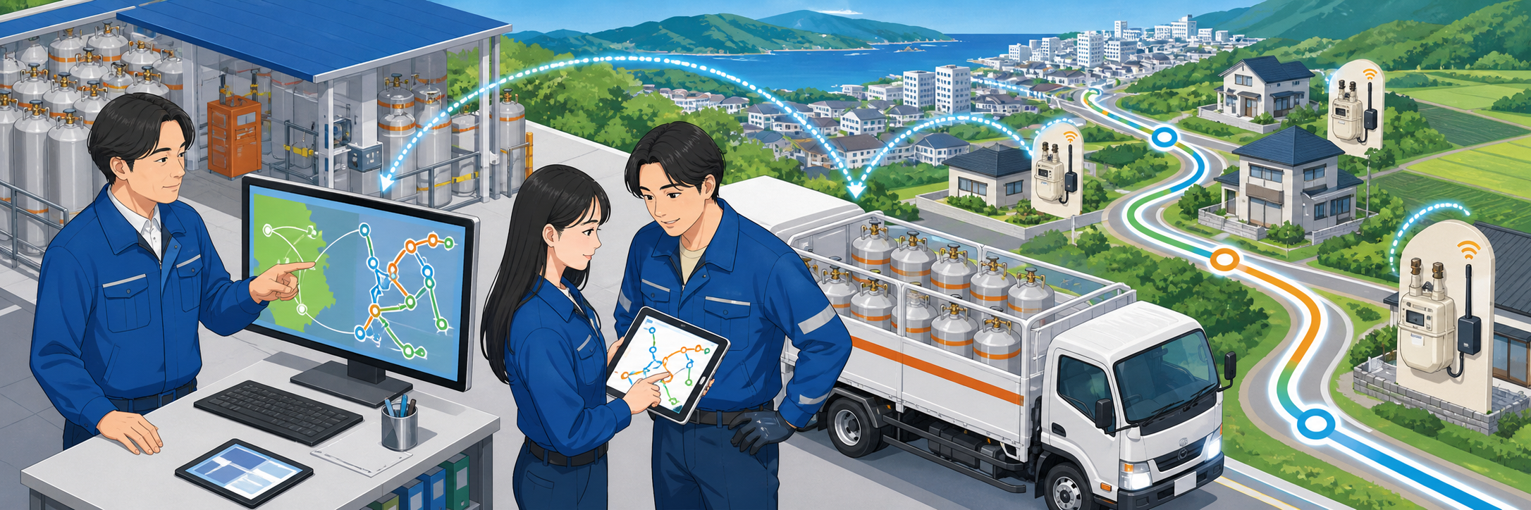 LPガス配送計画をAIで自動化、毎日30分の手作業が5〜10分に のプロジェクト概要図解