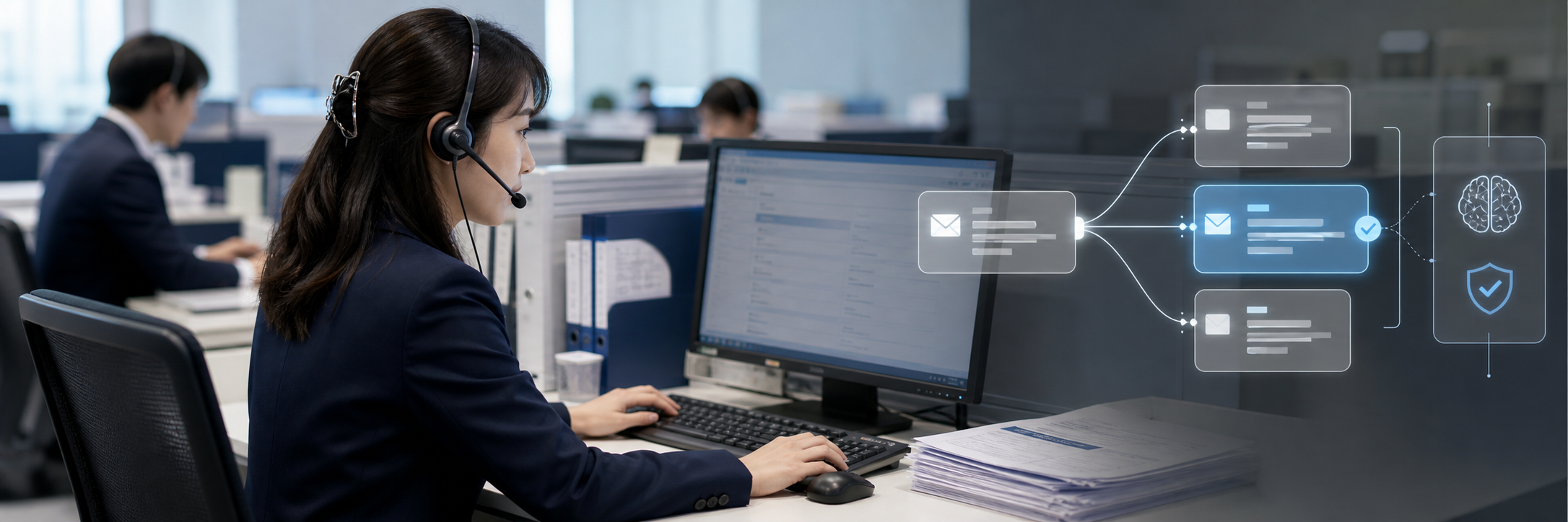 ソニー銀行、生成AIの誤情報を抑える回答テンプレートで進めるメール対応の効率化 のプロジェクト概要図解