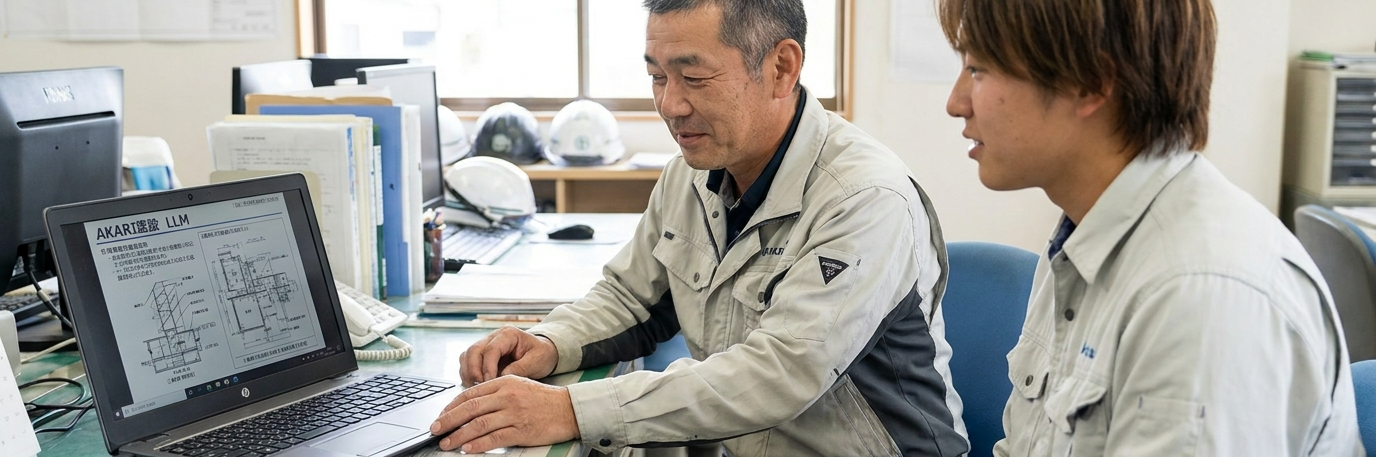 建設特有の専門知識をAIで資産化し、若手への技術伝承と調査時間を削減 のプロジェクト概要図解