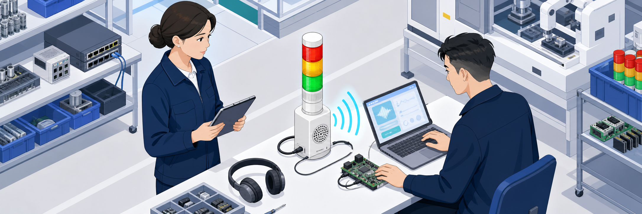 音声メッセージ作成を3週間から5分に、パトライトが信号灯へ組み込んだ音声合成AI のプロジェクト概要図解
