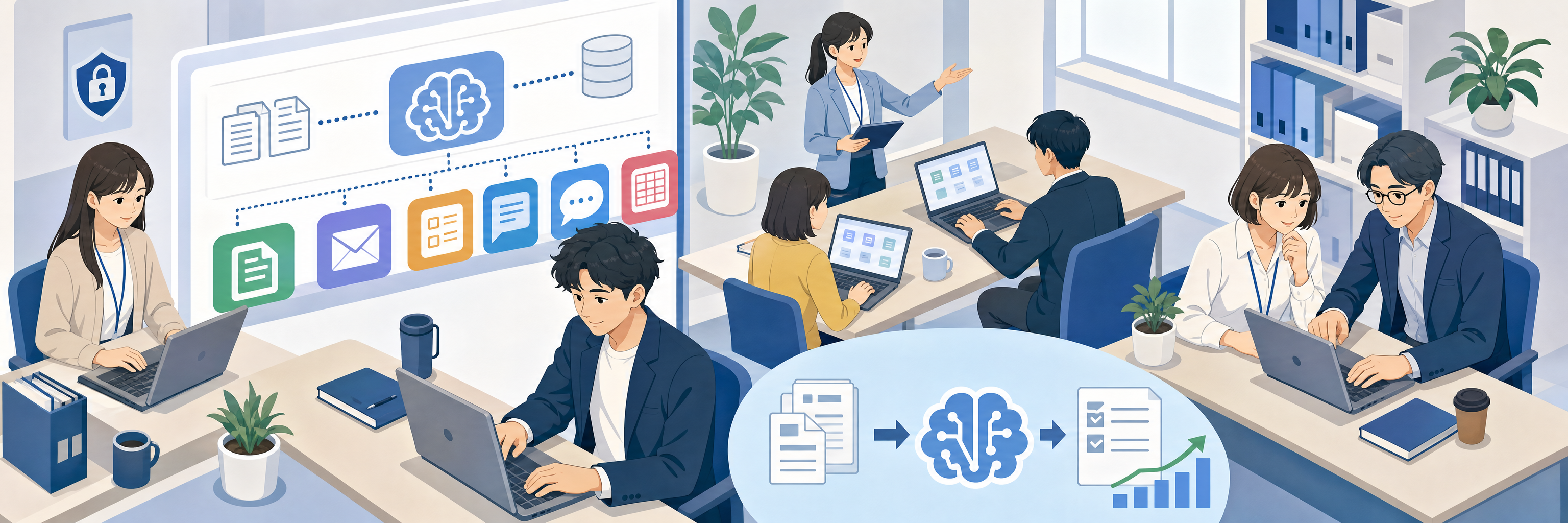 実践型研修で生成AIの利用者1.5倍、販促支援企業の全社展開の進め方 のプロジェクト概要図解