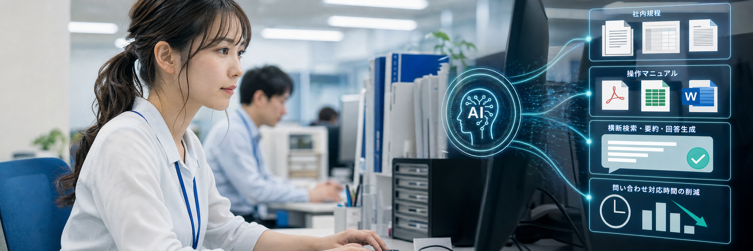 RAGで社内規程とAIを連携、年間約6,000時間の生産性向上を見込む医薬品卸 のプロジェクト概要図解