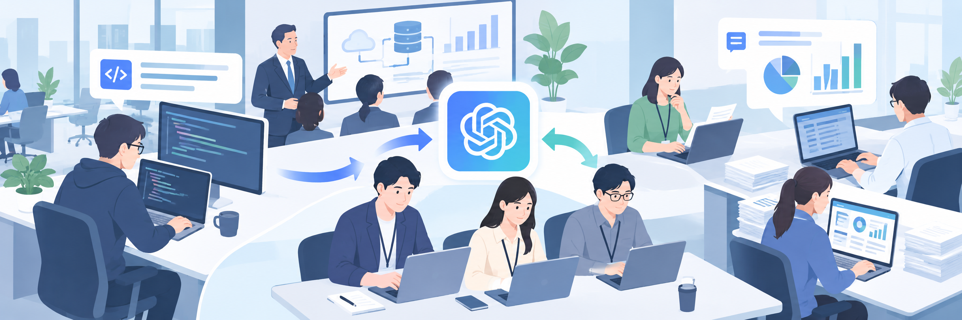 KDDIの社内版ChatGPT、約1万人が使う生成AI活用を広げた2方向の展開 のプロジェクト概要図解