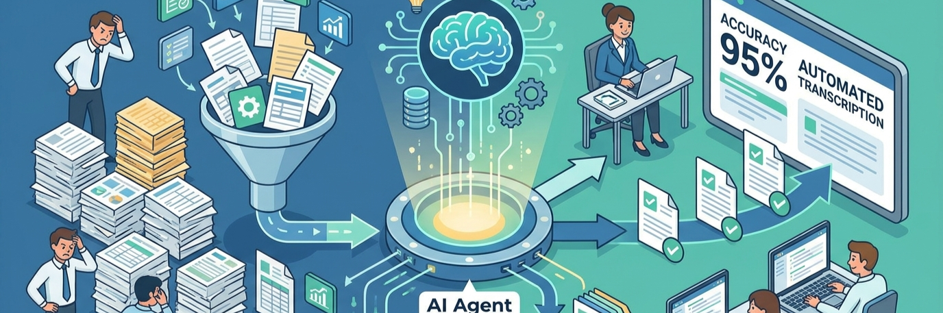 バラバラな帳票の転記作業をAIで自動化し、精度95%の情報抽出を実現 のプロジェクト概要図解