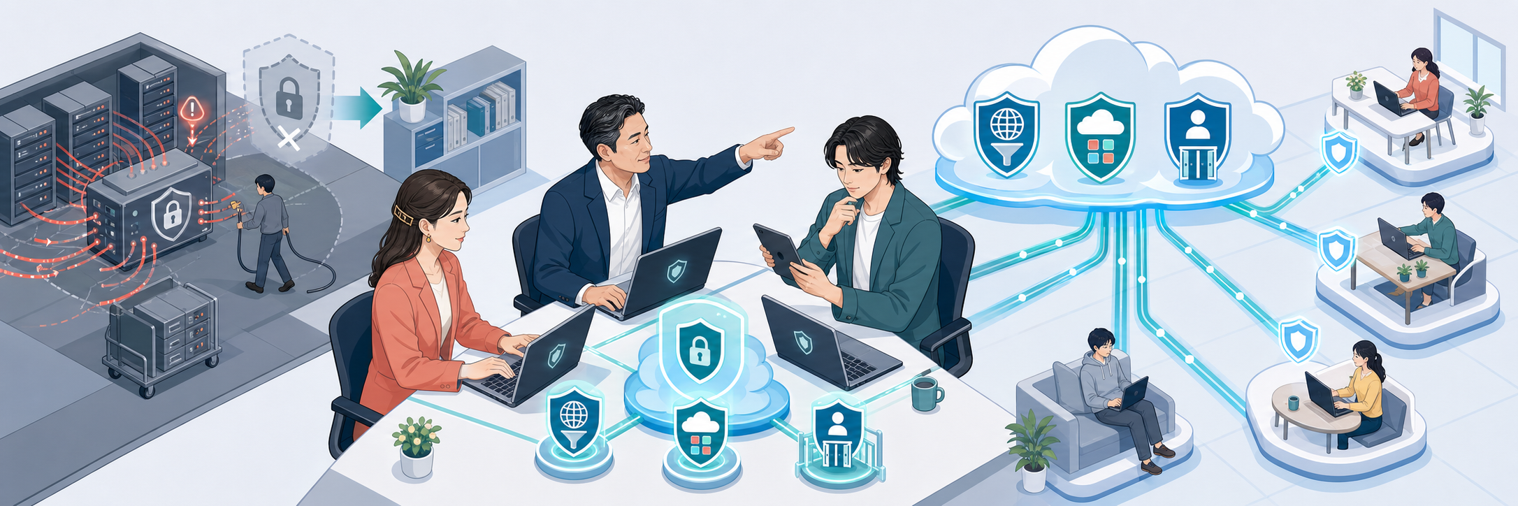 通信遅延を約30%短縮、VPN撤廃でクラウド型セキュリティに移行したIT企業 のプロジェクト概要図解
