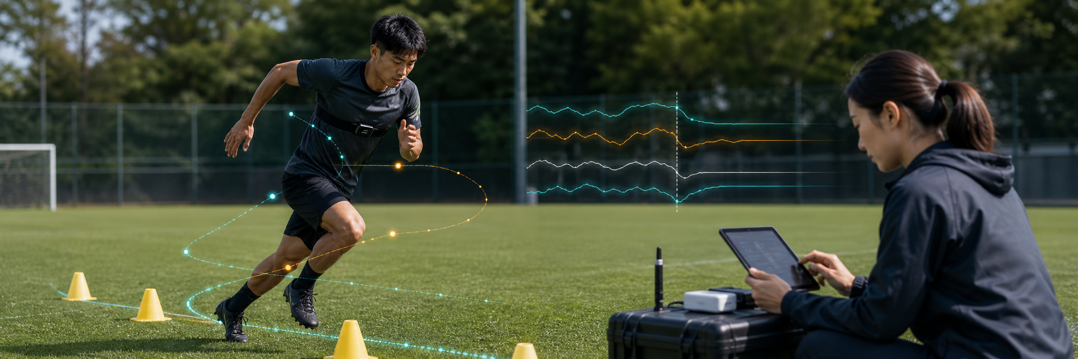 スポーツの競技データと生体データを統合し疲労・回復の解明に挑む産学共同研究 のプロジェクト概要図解