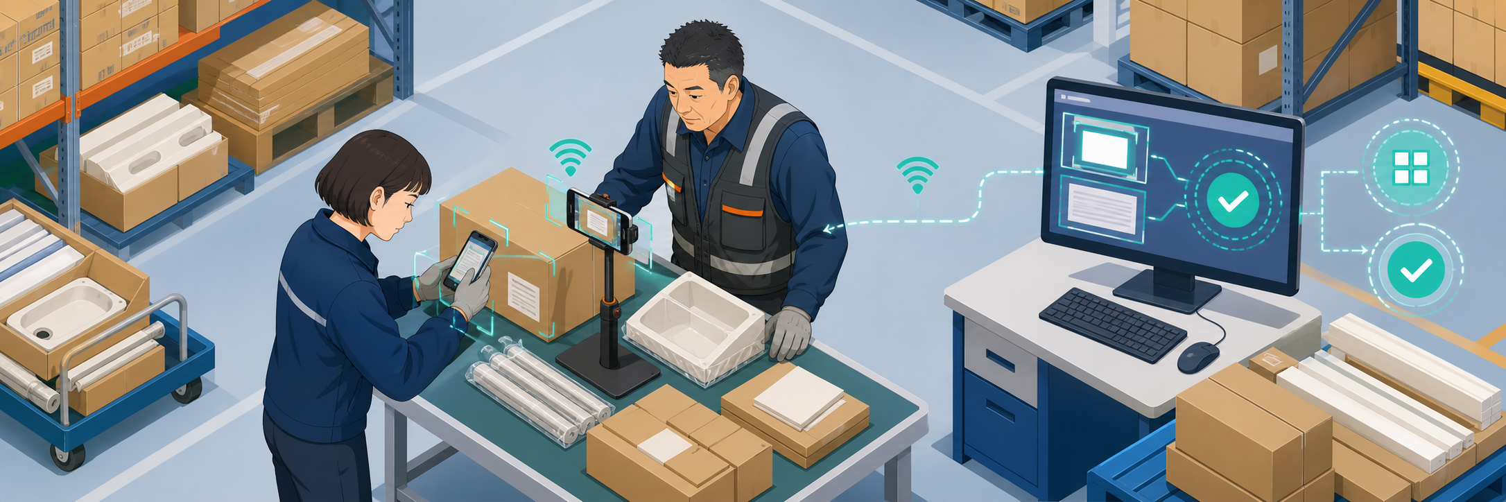 スマホ撮影とAI-OCRで数量検品を自動照合、鴻池運輸の倉庫現場での実運用 のプロジェクト概要図解