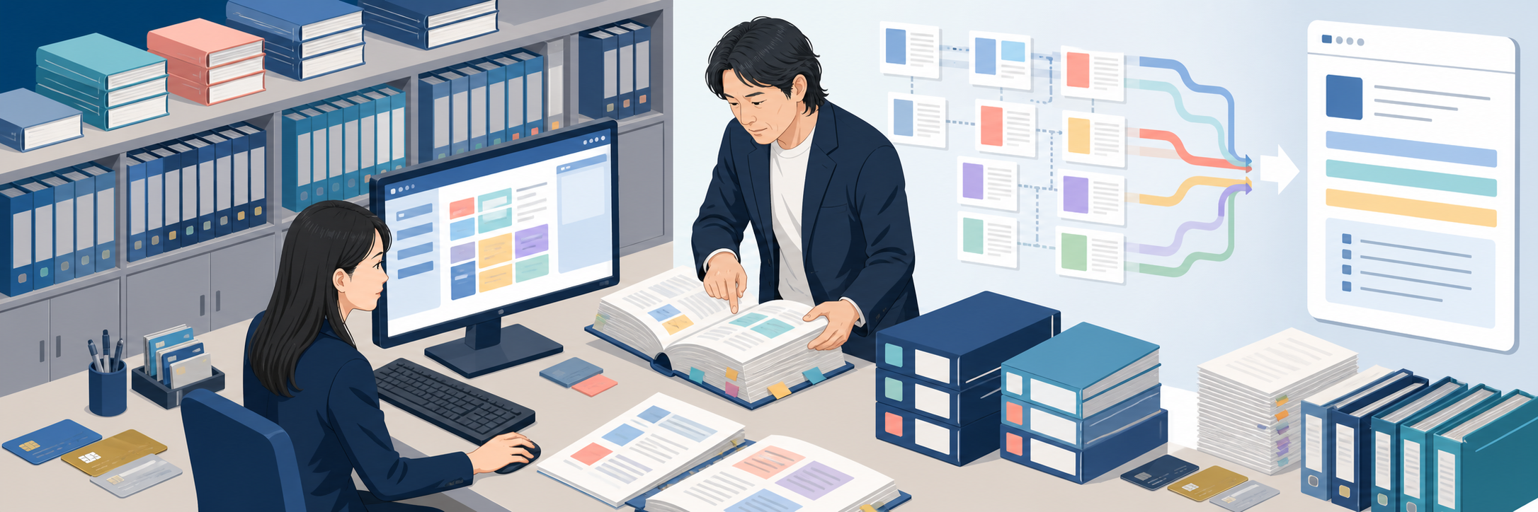 三菱UFJニコスが数千冊の社内マニュアル検索に生成AI、回答精度90%超 のプロジェクト概要図解