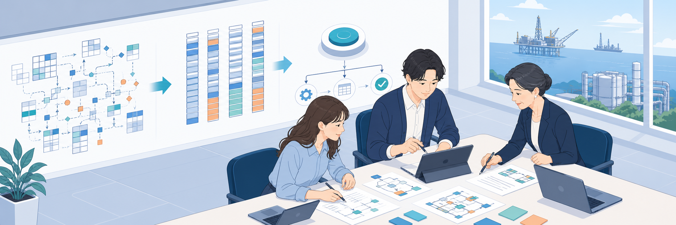 INPEXが経理部門から始めた全階層デジタル研修、数時間の転記が数分に のプロジェクト概要図解