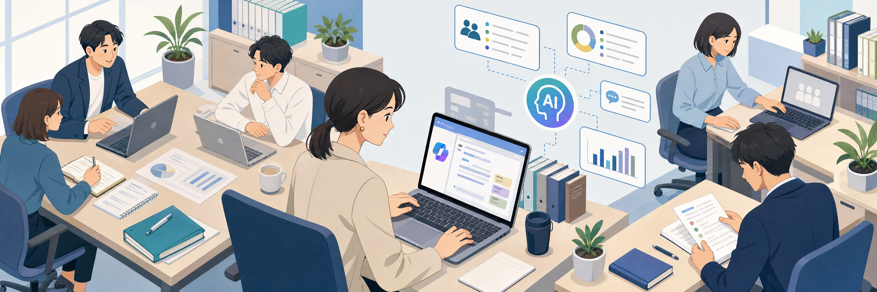 人事5名で月56時間削減、パナソニック インダストリーのCopilot活用研修 のプロジェクト概要図解