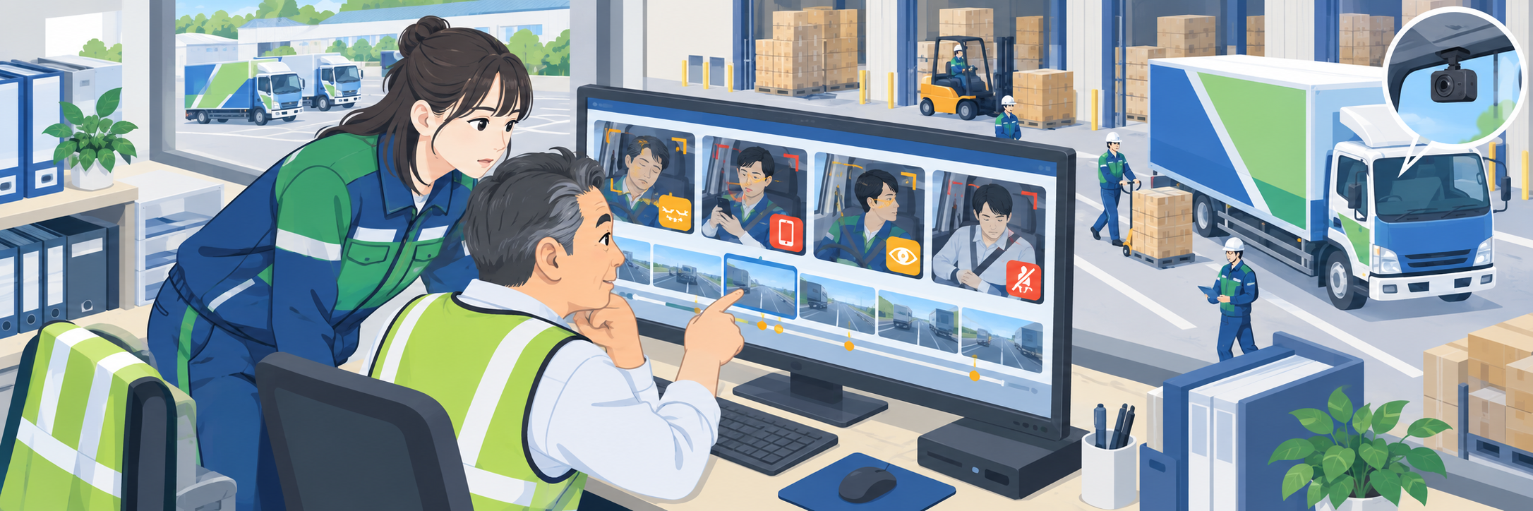 西濃運輸、ドライブレコーダー映像のAI解析で危険運転を自動検知し約1万台へ展開 のプロジェクト概要図解
