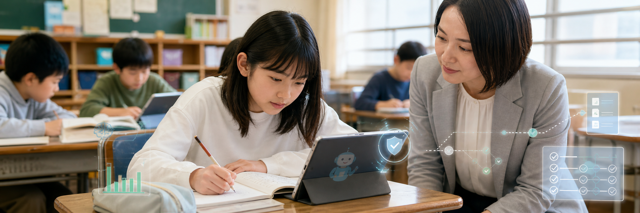 学習指導要領に限定した学校向け生成AI、大阪市立小中学校で先行利用へ のプロジェクト概要図解