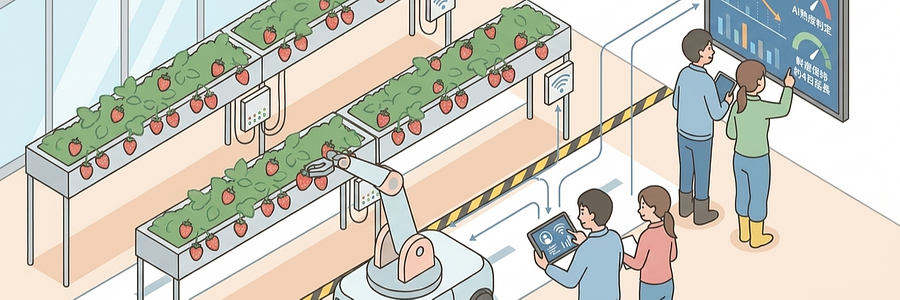 収穫の過酷な労働をAIロボットで解決し、労働時間を約60%削減