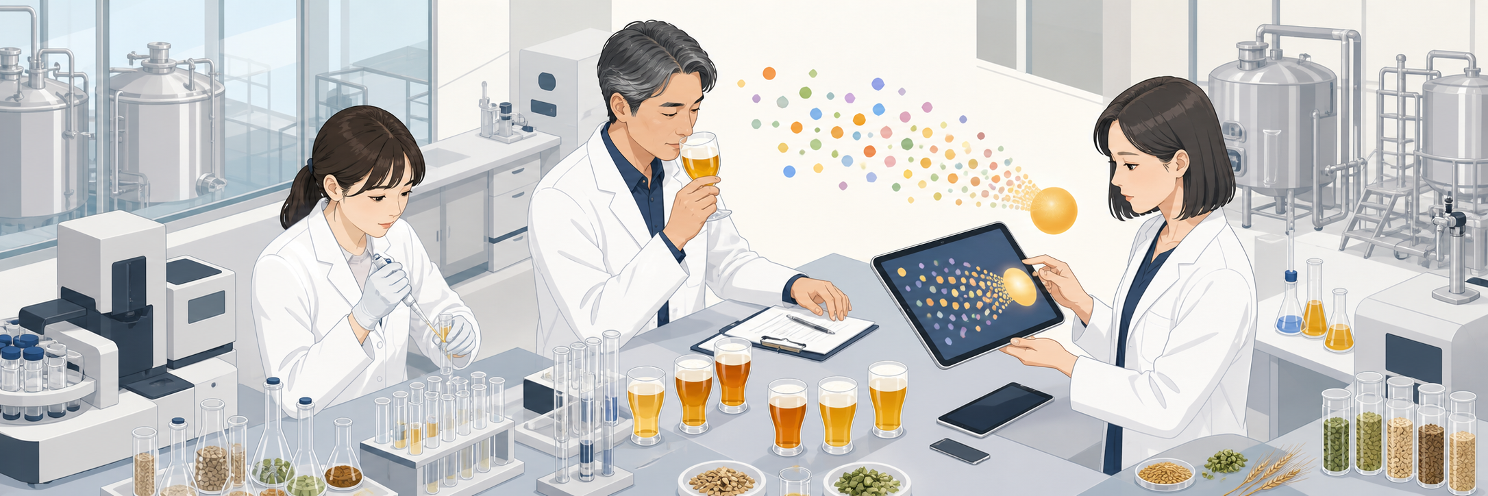 キリンの嗜好AI開発、ビールのおいしさを成分の寄与度に分解する仕組み のプロジェクト概要図解