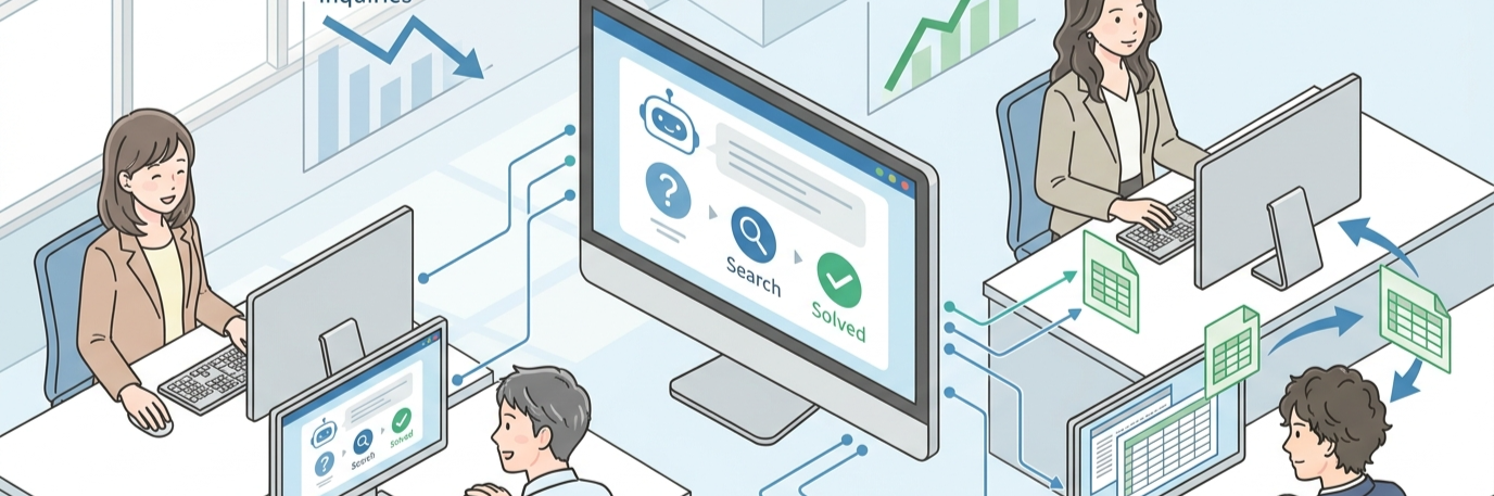 バックオフィスの社内問い合わせをAIで解決し、対応件数を31%削減 のプロジェクト概要図解