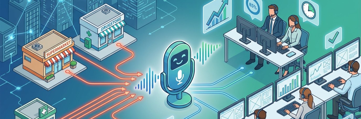 入電増加による人手不足を音声AIで解決し、電話対応の完結率85%を達成 のプロジェクト概要図解