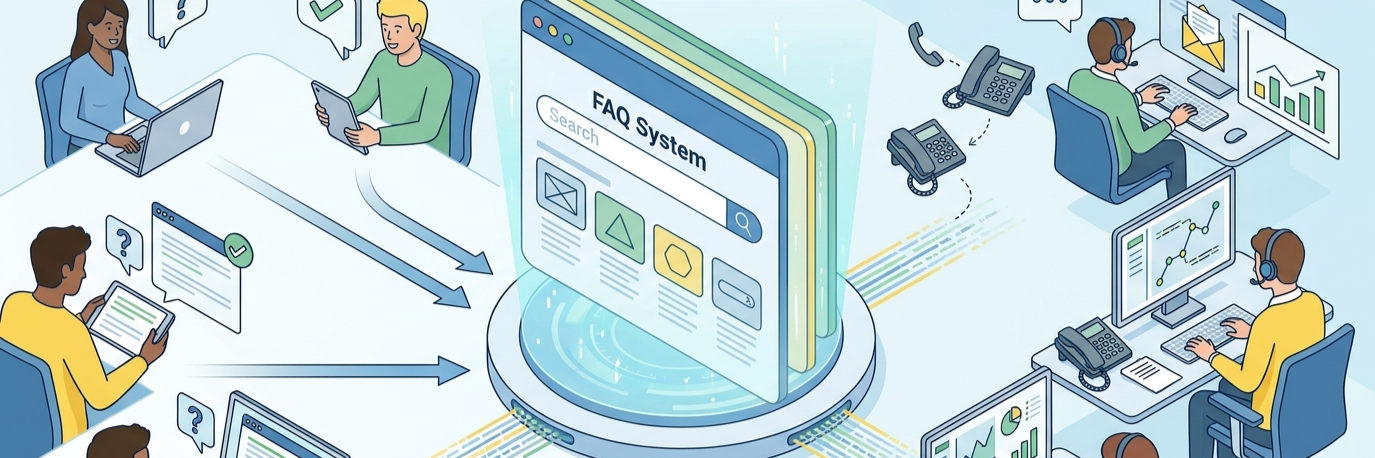 月9万件の電話対応をFAQシステムで解決し、人件費の半減を実現 のプロジェクト概要図解